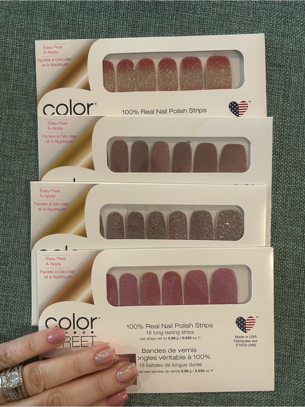 Color Street Nail Polish Strips Lot 4 NEW Sealed Rose Gold Pink Neutral Glitter